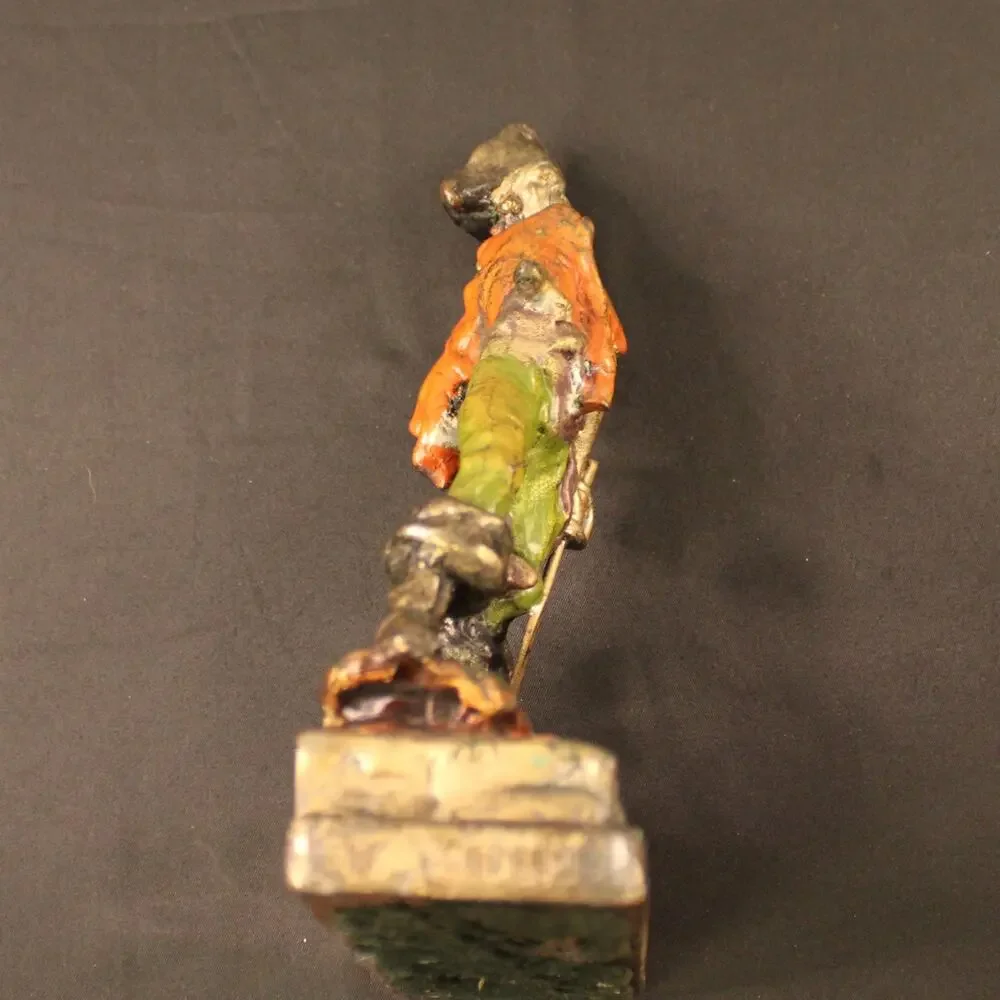 Antique 1920 Pirate Bookend Statue Enamel Metal Signed P. Beneduce 7